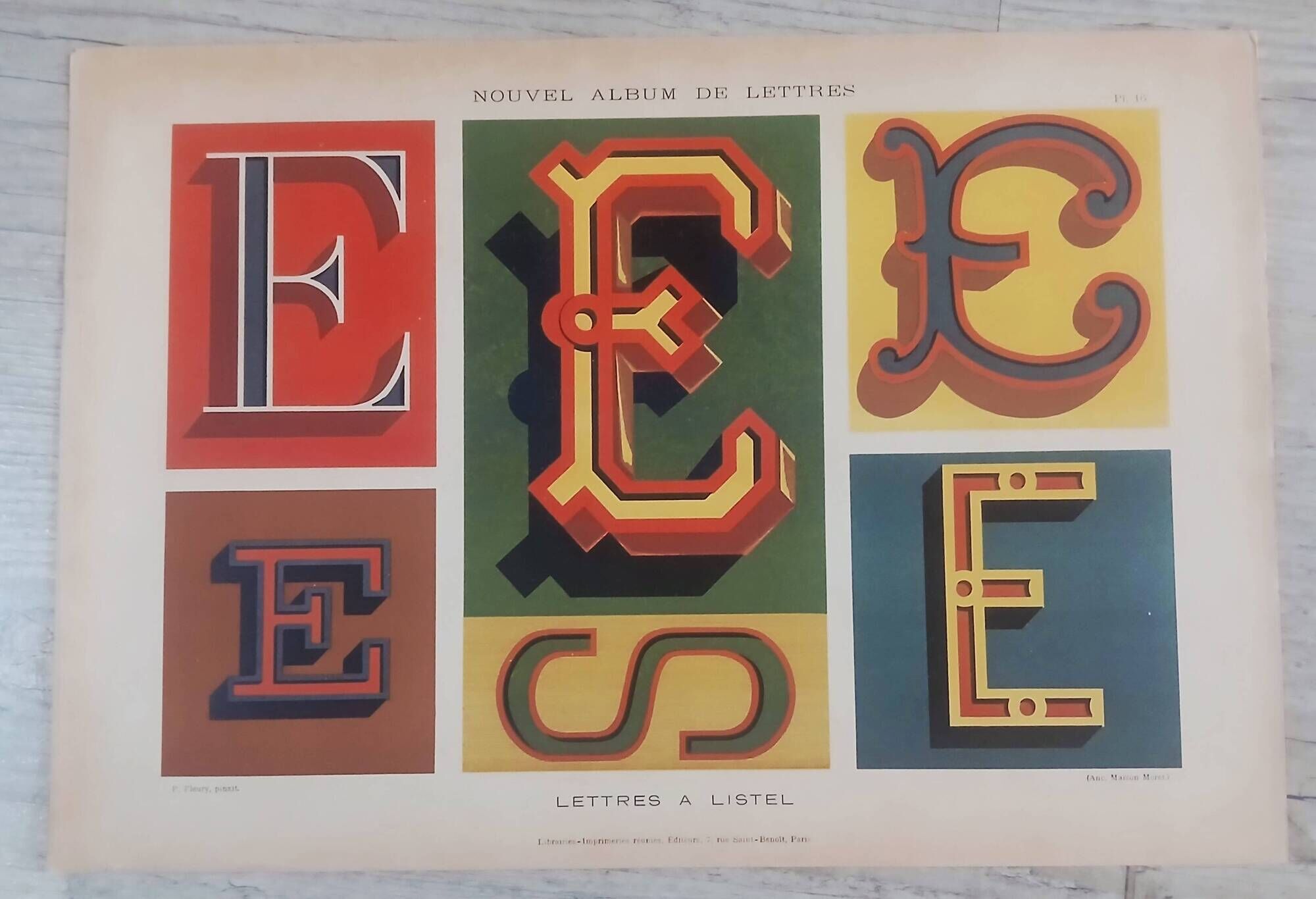 Lithograph of decorative lettering by Paul Fleury 1903