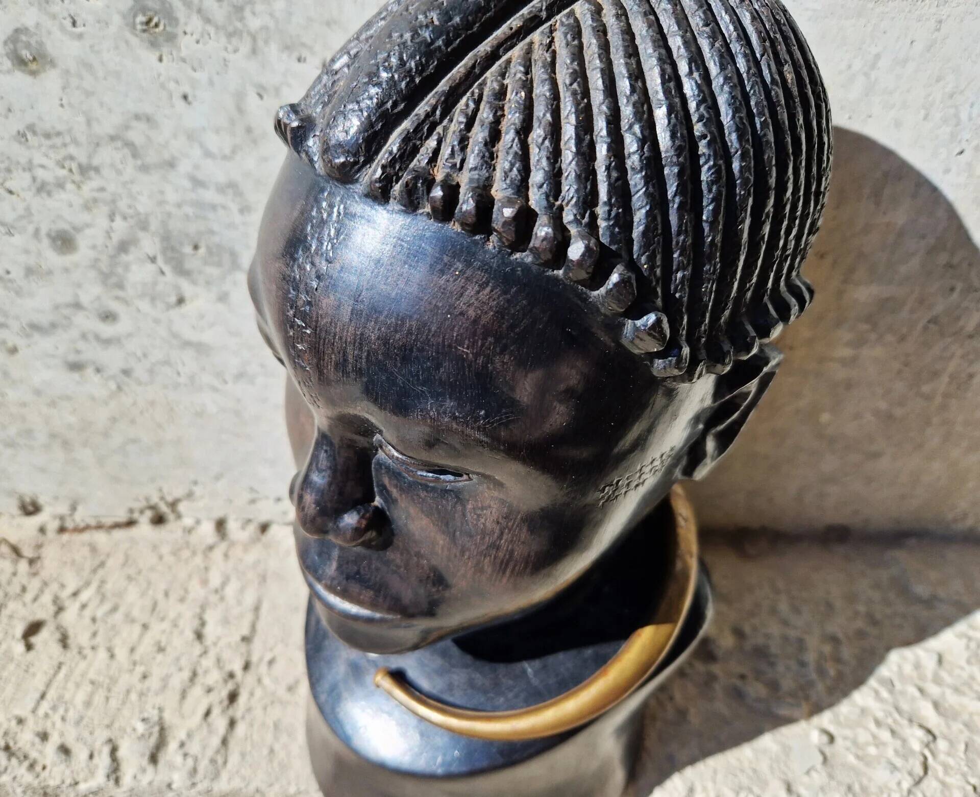 African tribal bust in ebony