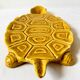 Large mustard yellow ceramic turtle dish, vintage 1950s-1970s.