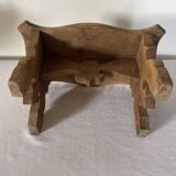 Marche pied en bois, massif, ancien, petit tabouret