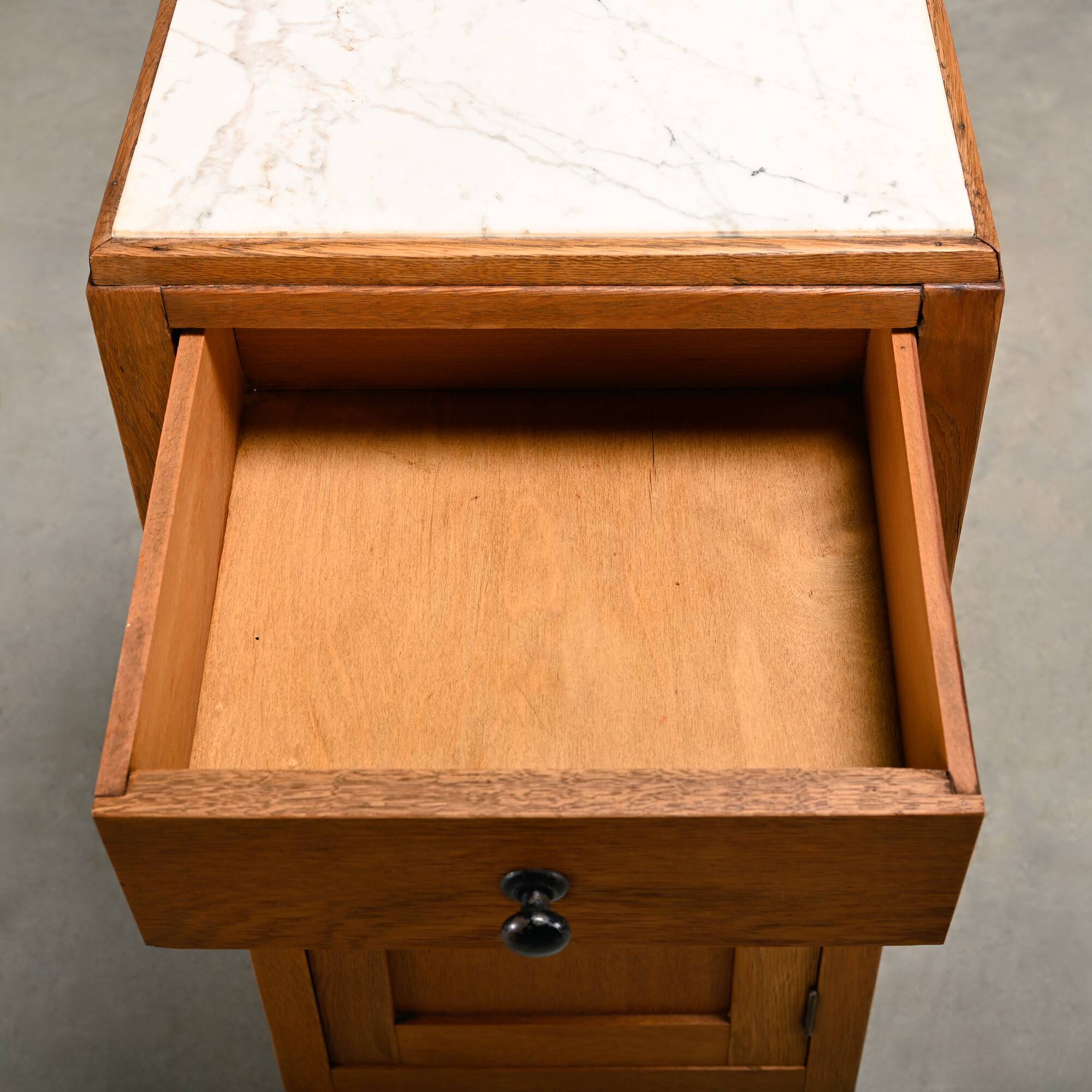 Art Deco Nightstand or Bedside table Oak and Marble, Dutch, 1930s