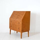 Vintage Scandinavian oak and burr oak secretaire
