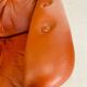 Vintage scandinavian cognac lounge chair by komfort