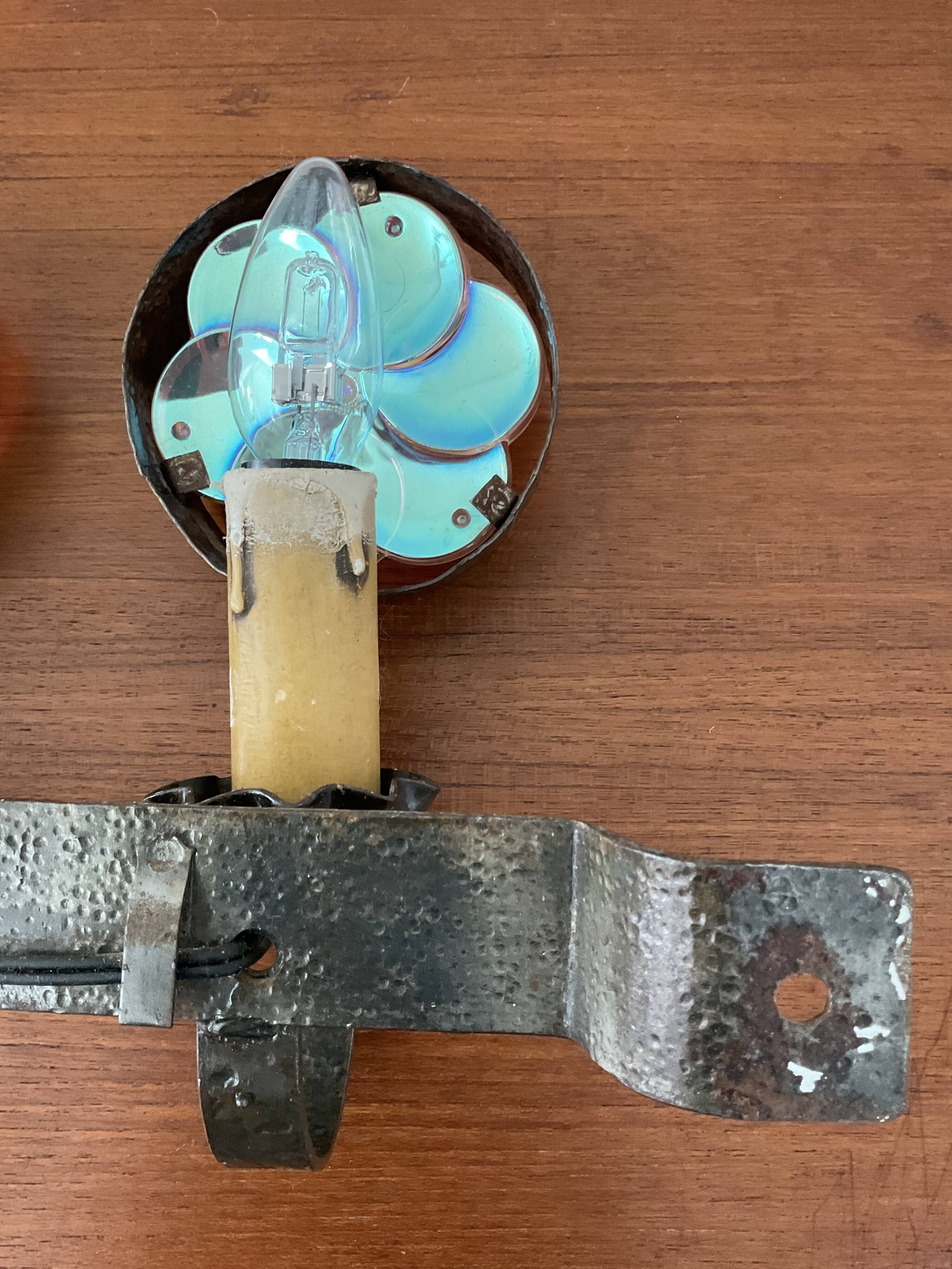 Vintage wall lamps in wrought iron and Murano glass paste from the 50s and 60s