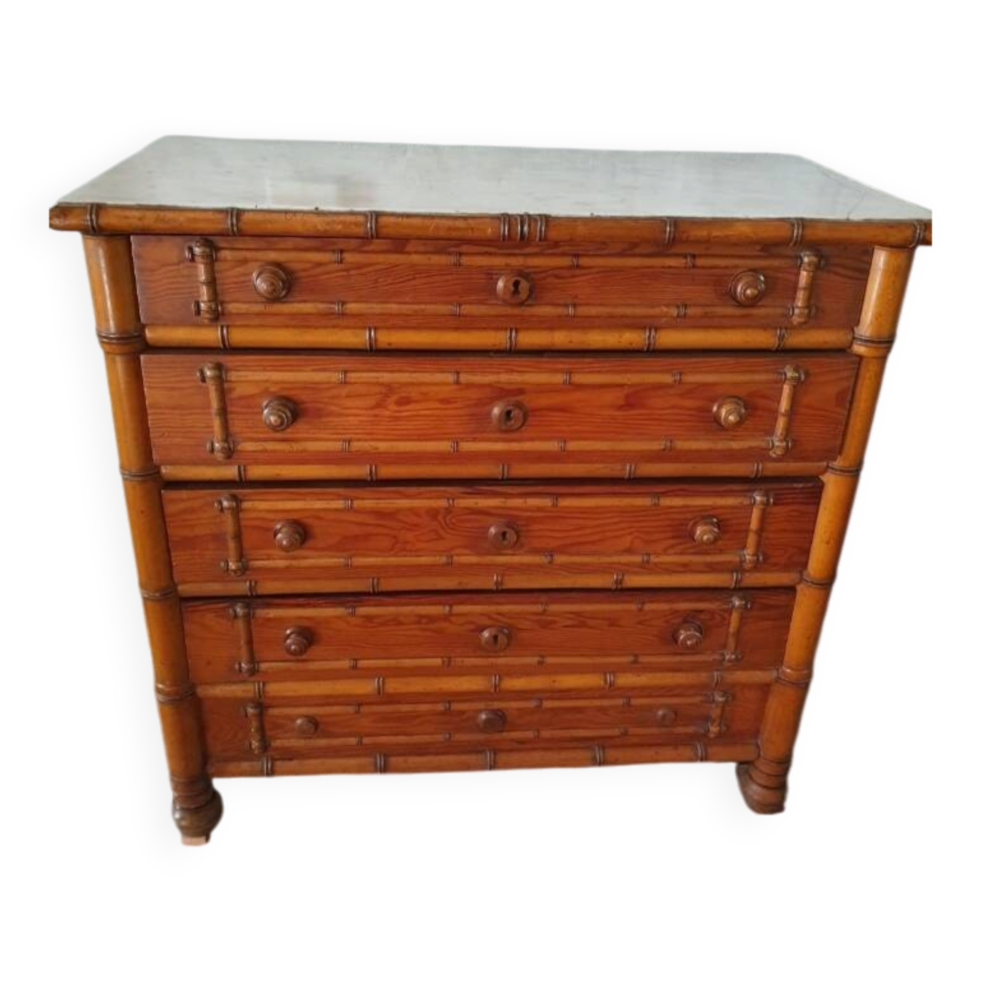 Early 20th-century commode in bamboo pitchin style.