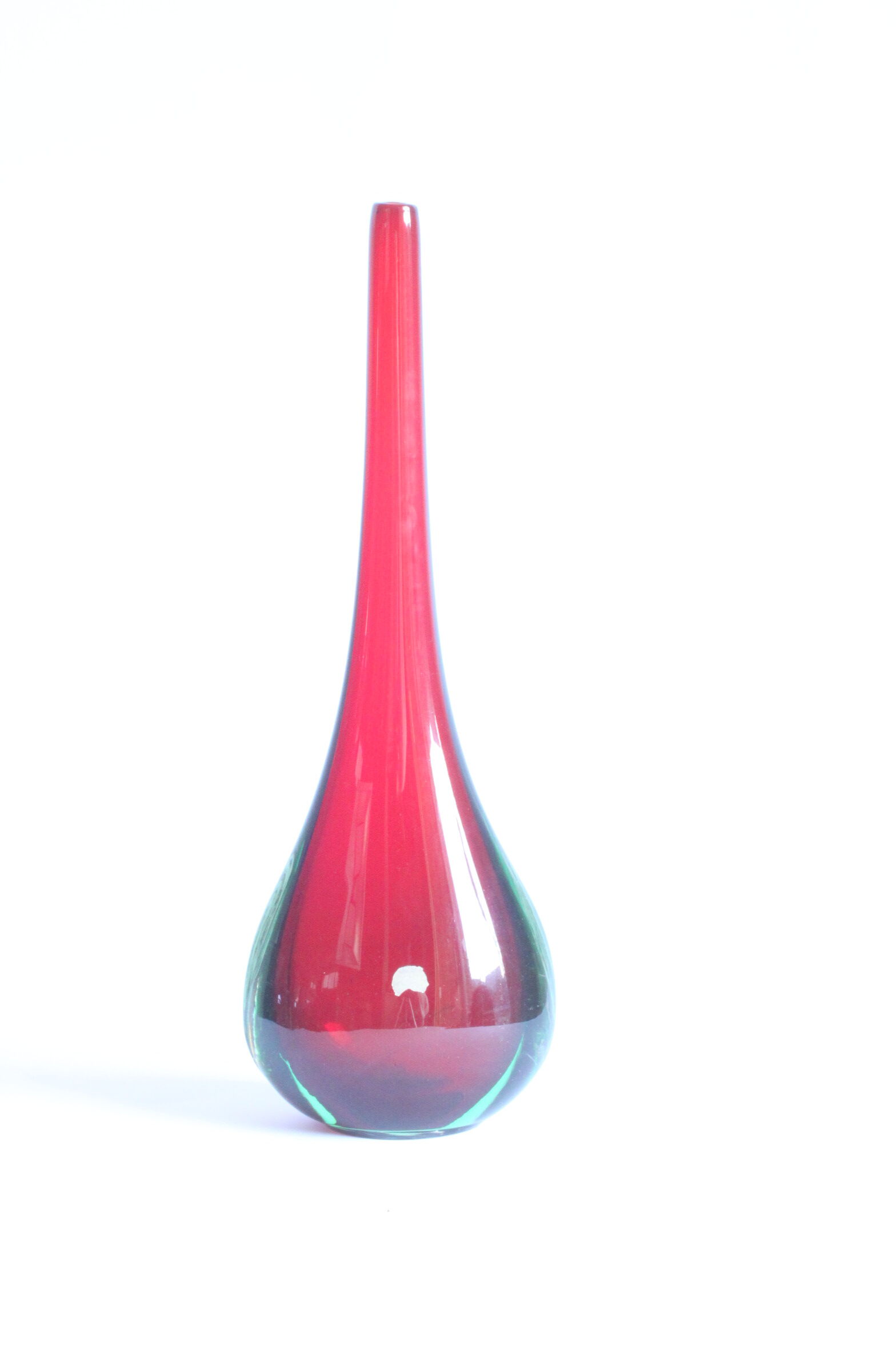 Sommerso drop vase in red and blue, Murano 1950s.