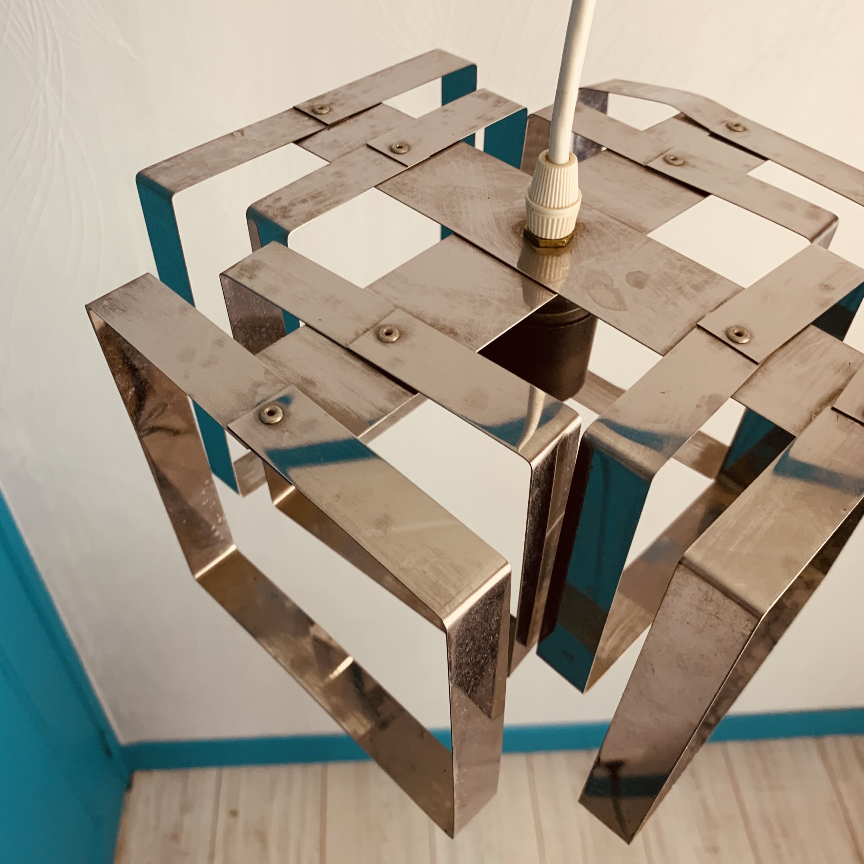 Chandelier chrome geometric shape