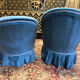 2 toad armchairs in blue velvet
