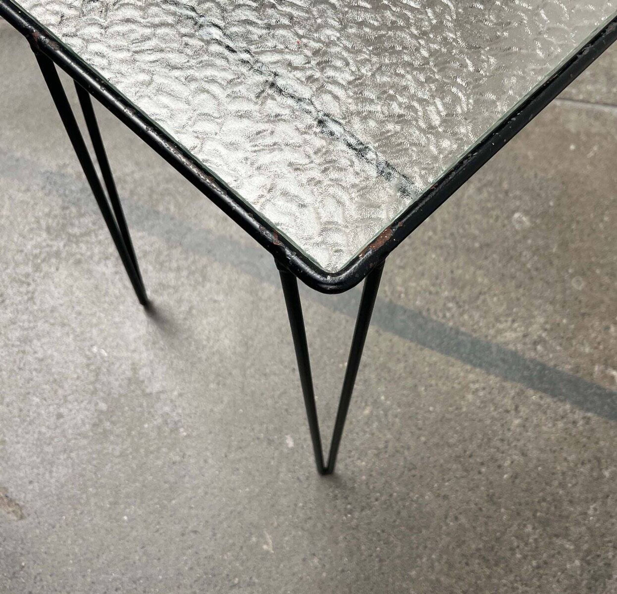 1960s Danish style glass side table String, mid-century.