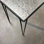 1960s Danish style glass side table String, mid-century.