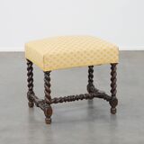 Antique English Footstool/ Ottoman with Turned Legs