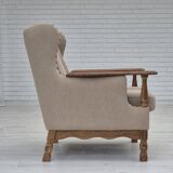1970s, Danish armchair, furniture wool fabric, oak wood, original condition