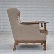 1970s, Danish armchair, furniture wool fabric, oak wood, original condition
