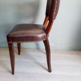 Lot of leather and vintage wood chairs