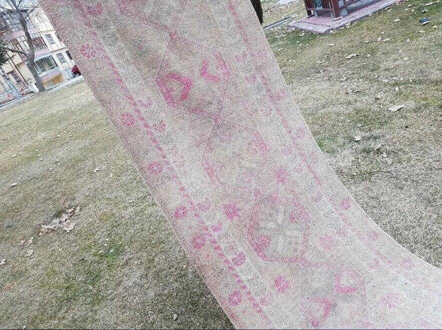 Vintage Turkish hallway rug 88x407 cm