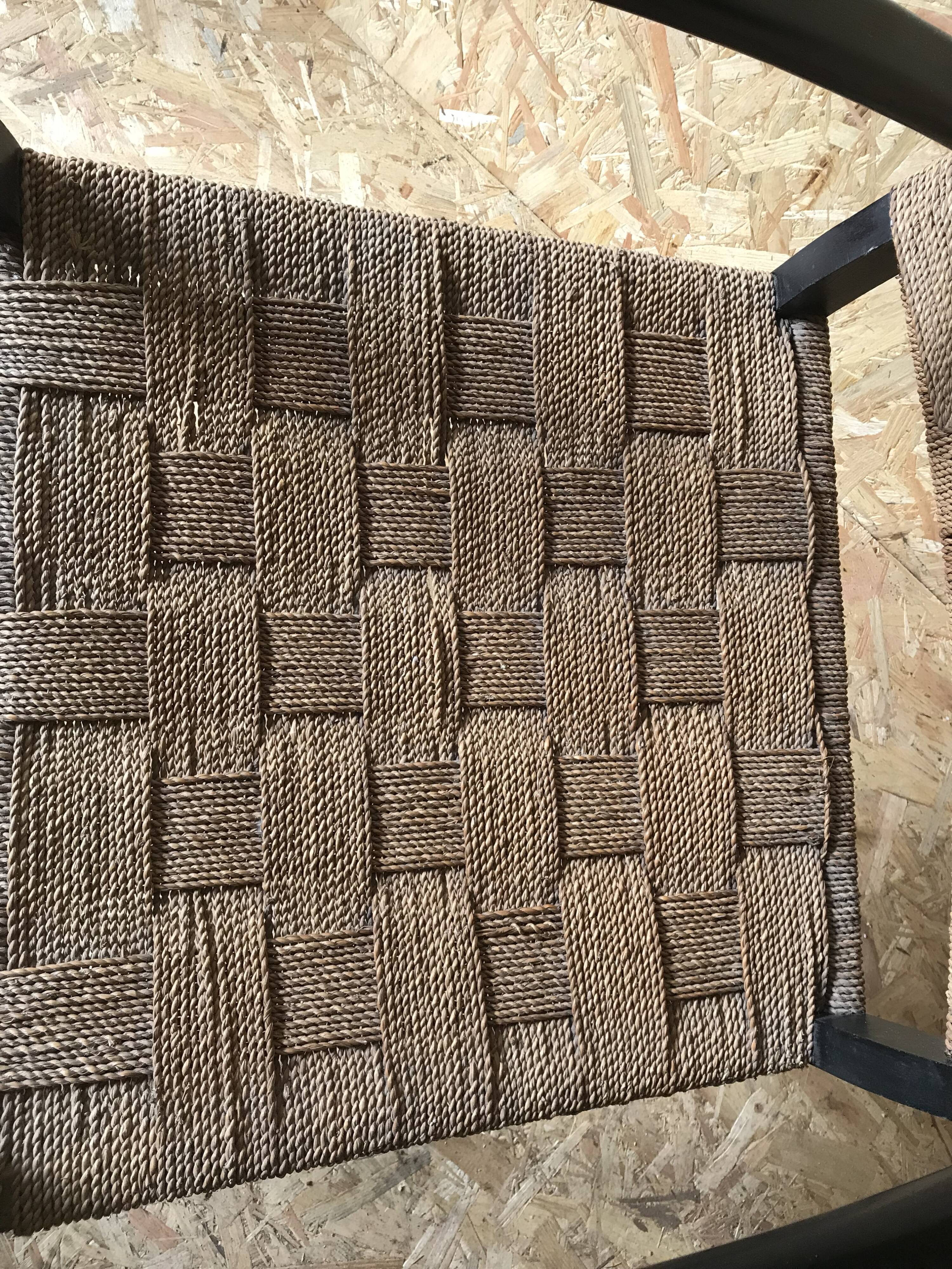 Vintage armchair with woven cord and wooden frame, Axel Larsson, circa 1960.