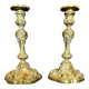 Elegant pair of gilded bronze candlesticks in Louis XV style, 19th century.