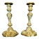 Elegant pair of gilded bronze candlesticks in Louis XV style, 19th century.