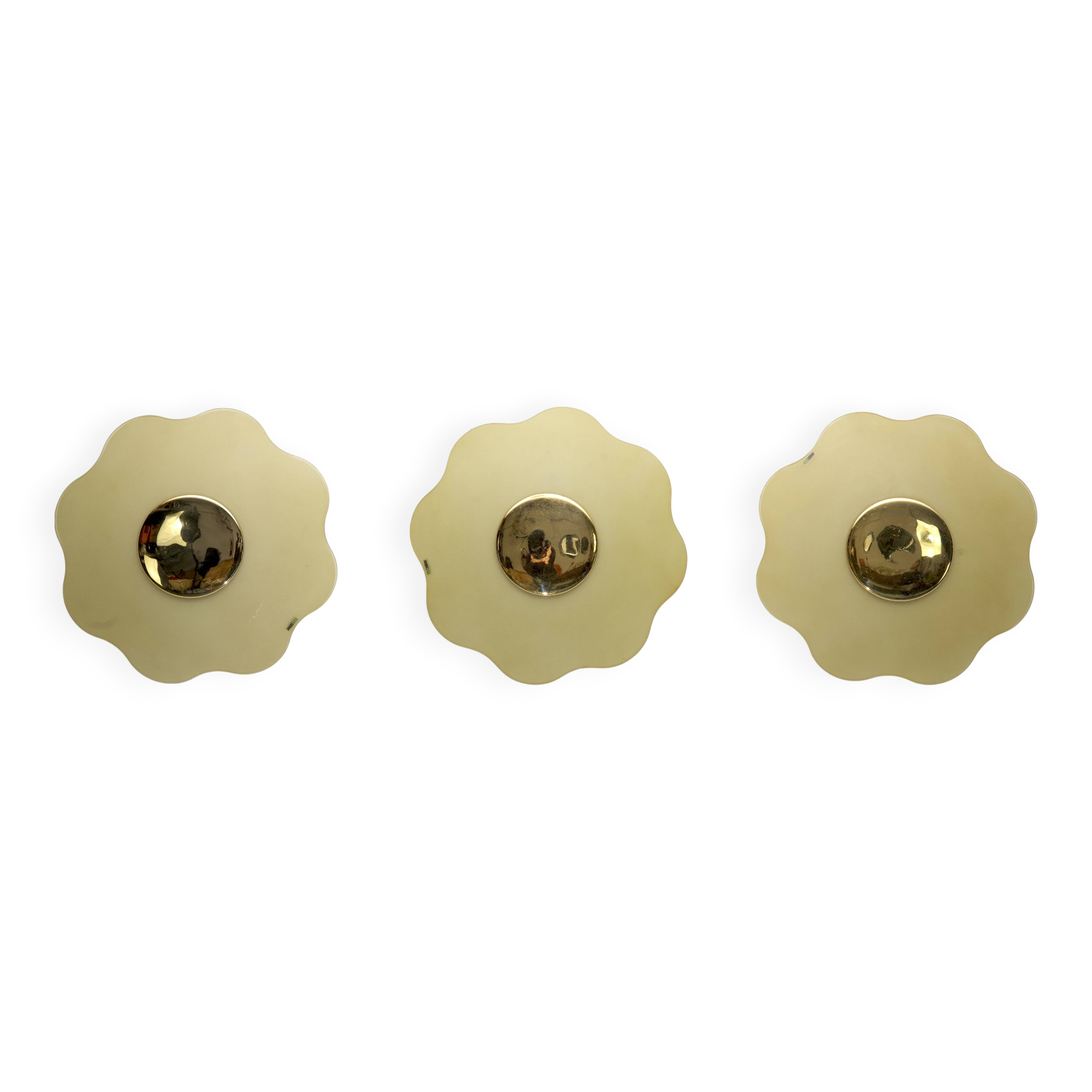 Set of three wall lamps by Fabbian in murano glass and brass. Italy 1970s