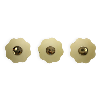 Set of three wall lamps by Fabbian in murano glass and brass. Italy 1970s