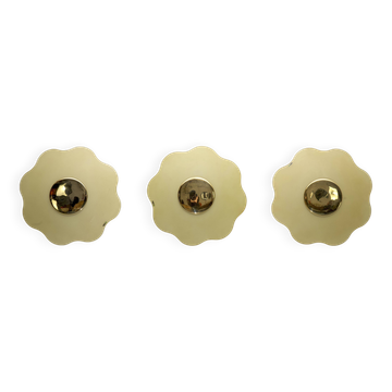 Set of three wall lamps by Fabbian in murano glass and brass. Italy 1970s