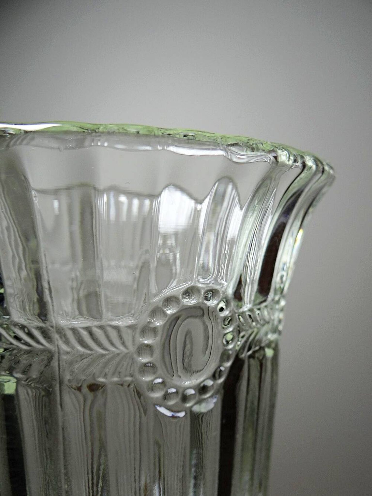 Antique molded glass vase 19th-20th century 1890-1900 on foot