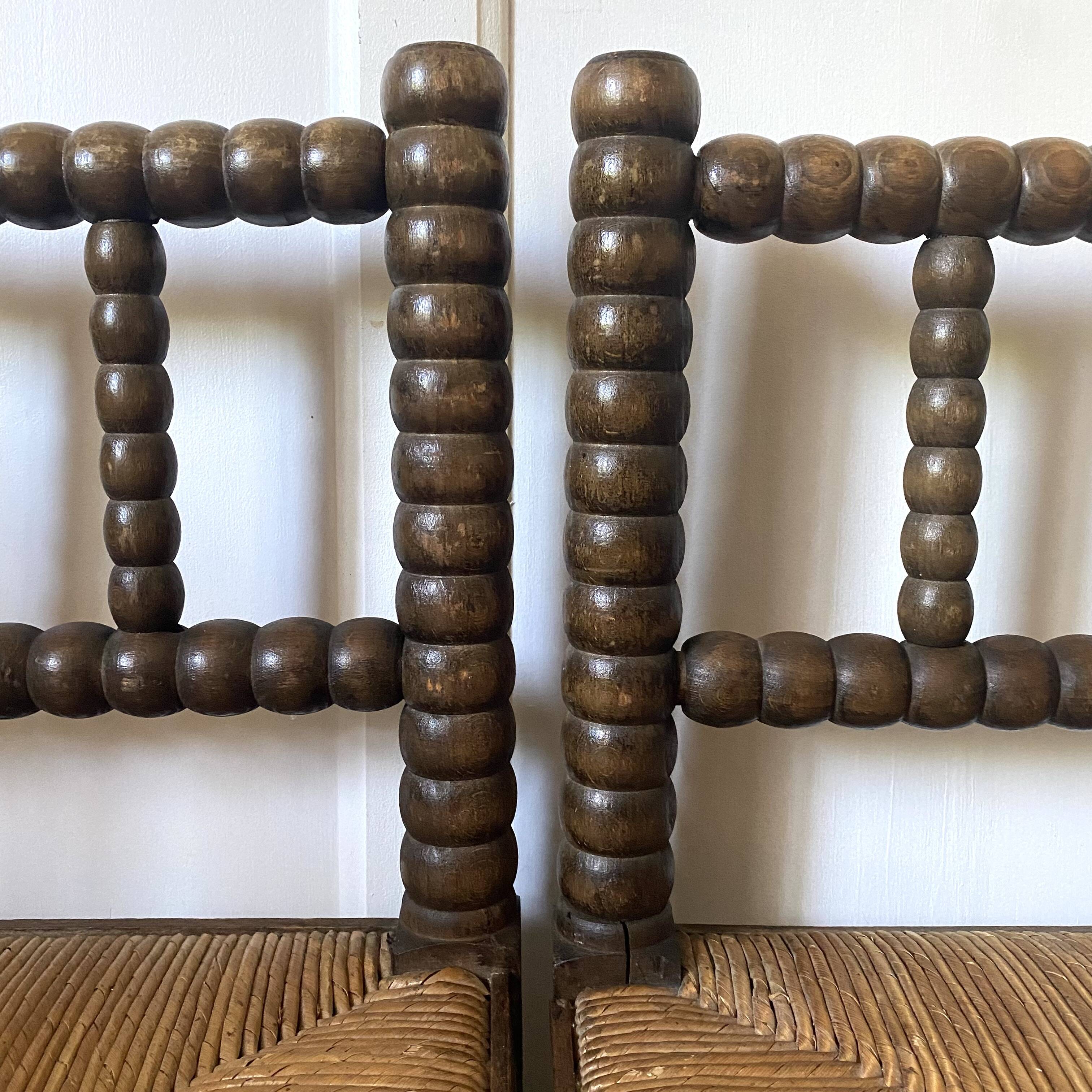 Pair of turned wood corner chairs, fireside chairs