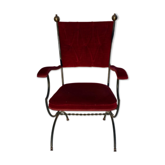 Italian savonarola chair, red upholstery, 1960s-1970