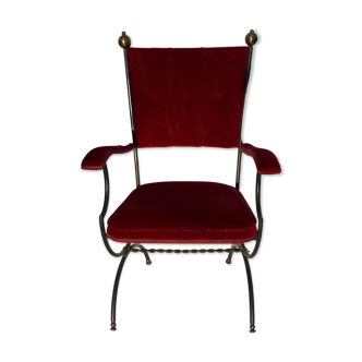 Fauteuil italien Savonarola, rembourrage rouge, années 1960-1970