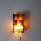 Pair of brutalist wall light in cut glass by Jean Simon Labret