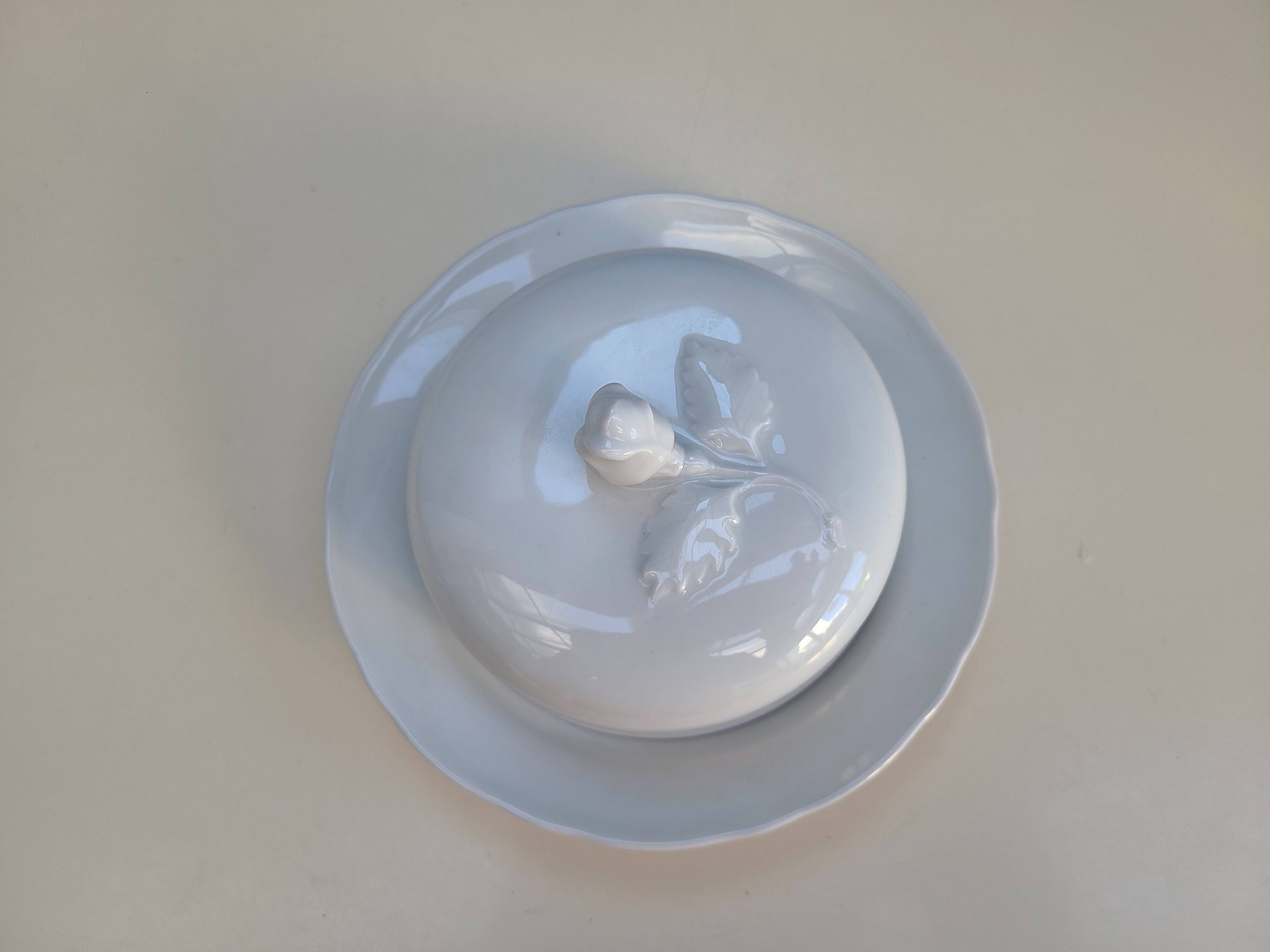 White porcelain butter dish with cover