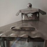 Demi applique murale en métal gris et 3 vitres