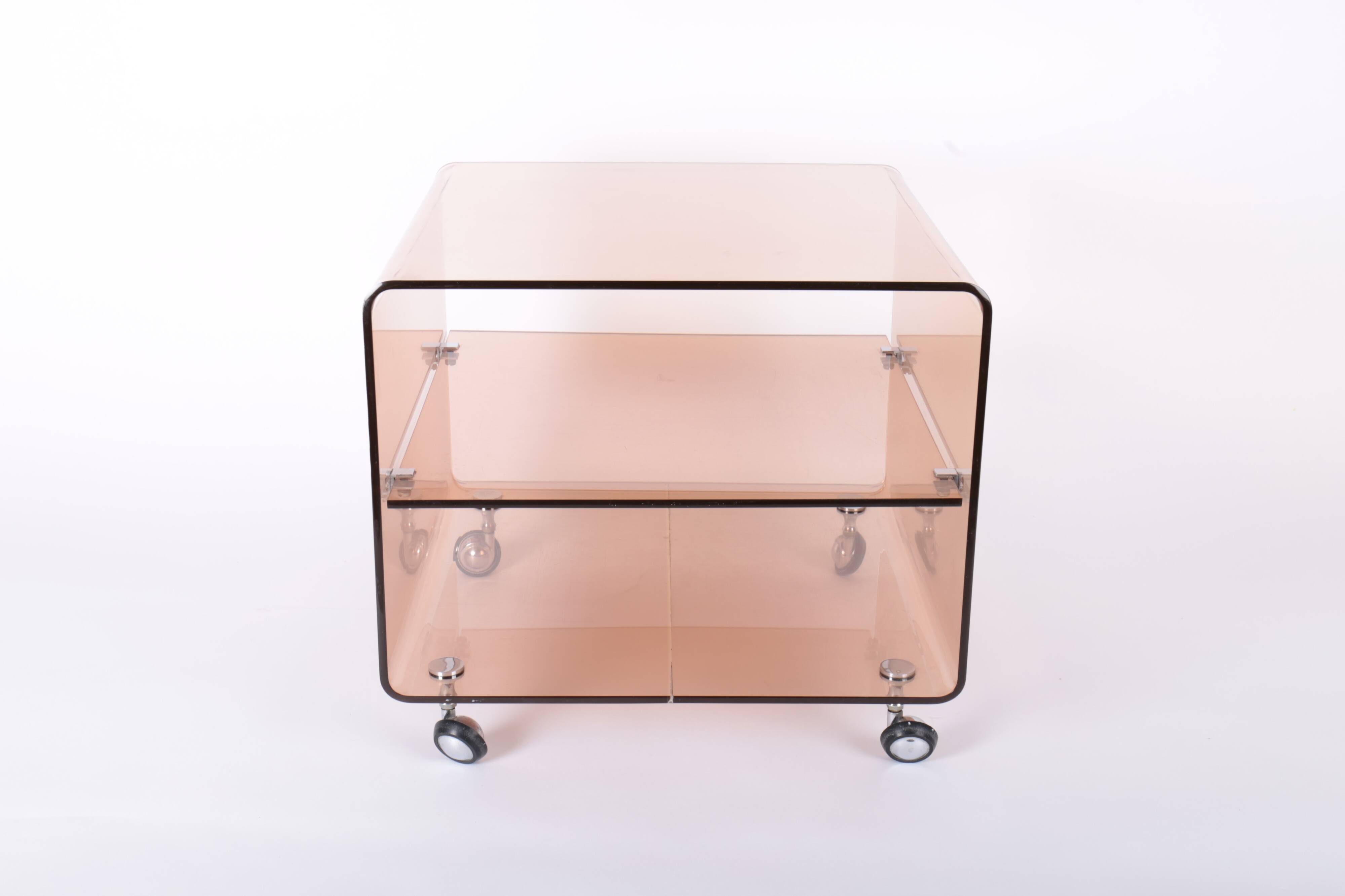 Plexiglas side table or bedside table by Michel Dumas