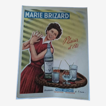 Une publicité couleur Marie Brizard anisette issue d'une revue d'époque