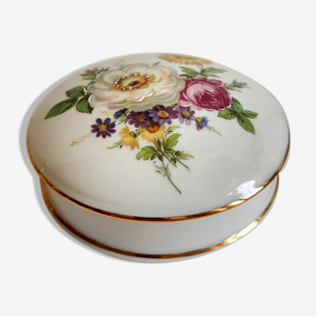 Bonbonnière en porcelaine Ternet Limoges motifs fleurs