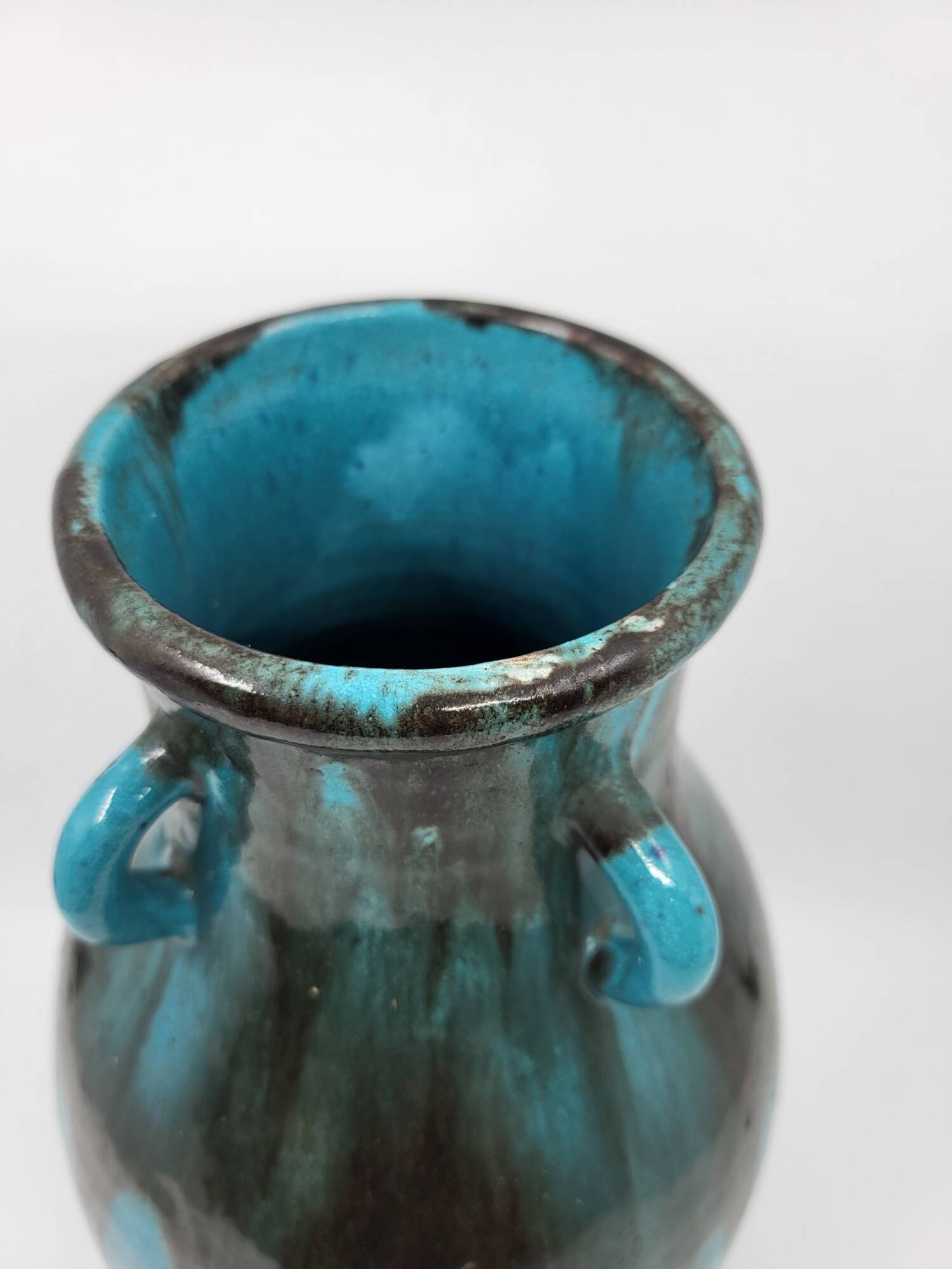 Primavera Vase for Spring in French Art Deco blue ceramic