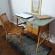 Bureau Louis Sognot et sa chaise en rotin