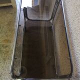 Trolley, hifi table. Smoked silver metal glass 60's
