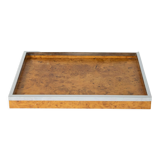 Elm and chrome magnifying glass tray, 1970s