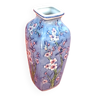 Vase porcelaine asiatique à décor d' oiseaux branchés, fleurs de lotus