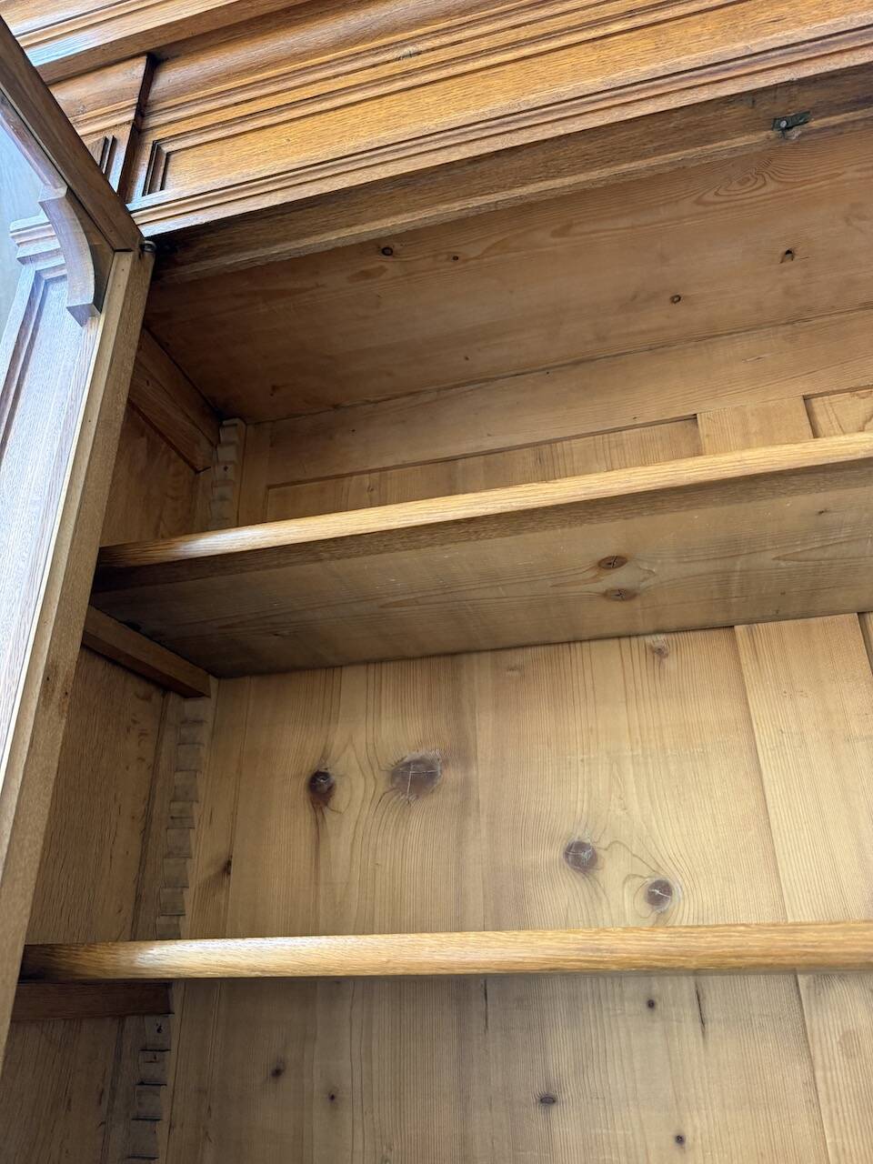 Antique XL Napoleonic oak glass bookcase, 19th century