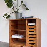 Vintage tambour cabinet - archive in oak