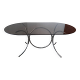 Large chrome and smoked glass table from the 70s