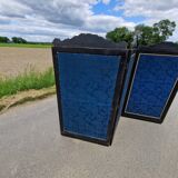 19th century black painted wooden folding screen