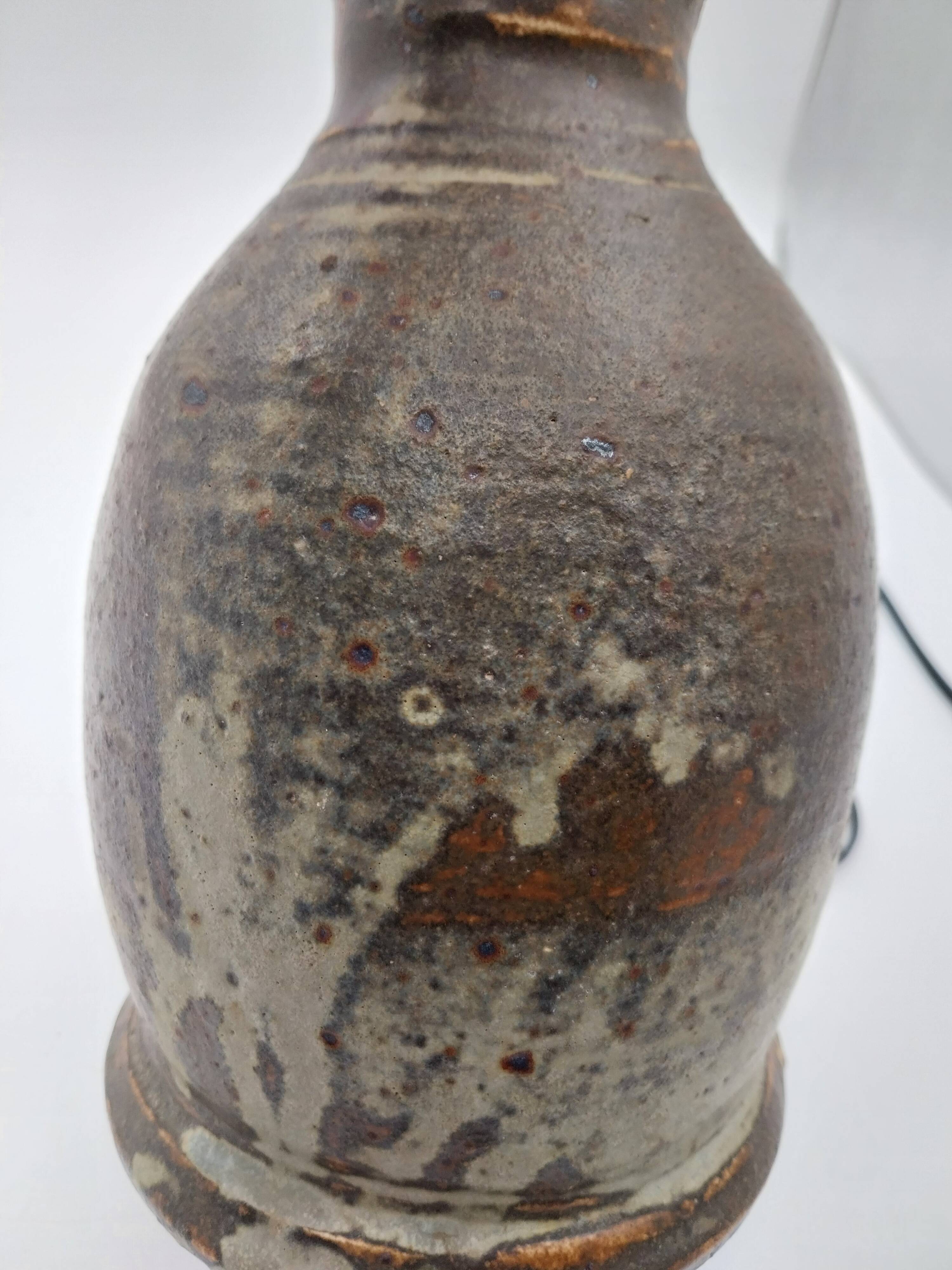 Vintage chamotte earthenware lamp unsigned