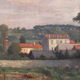 Oil painting on framed landscape panel signed J or F Muller