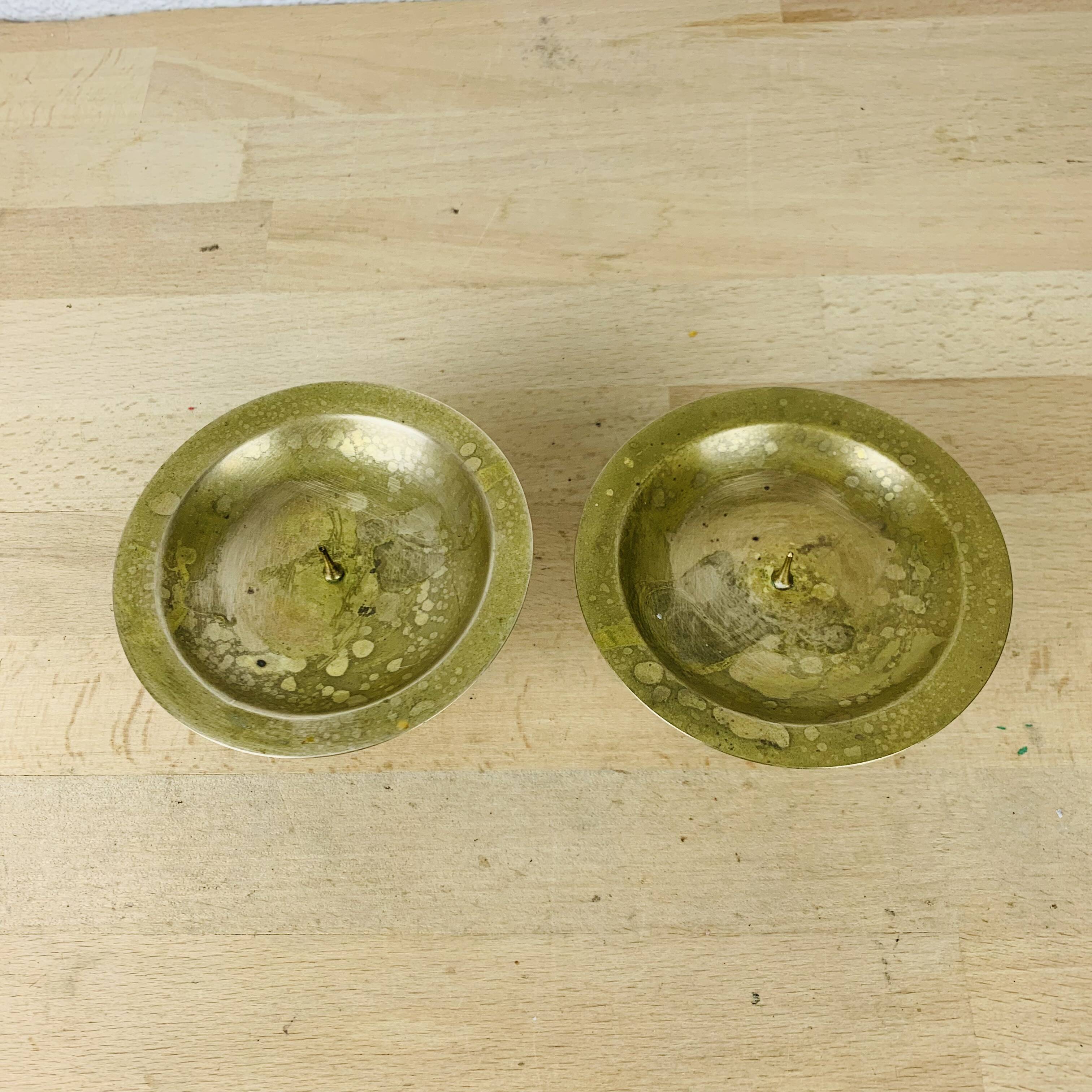 Pair of gilded brass candlesticks