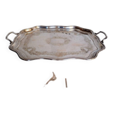 Silver metal tray 57 cm early 20th rectangle
