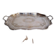 Silver metal tray 57 cm early 20th rectangle