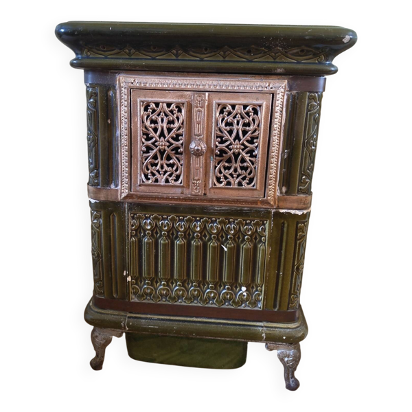 Cheminée poêle céramique et fonte type prussien
